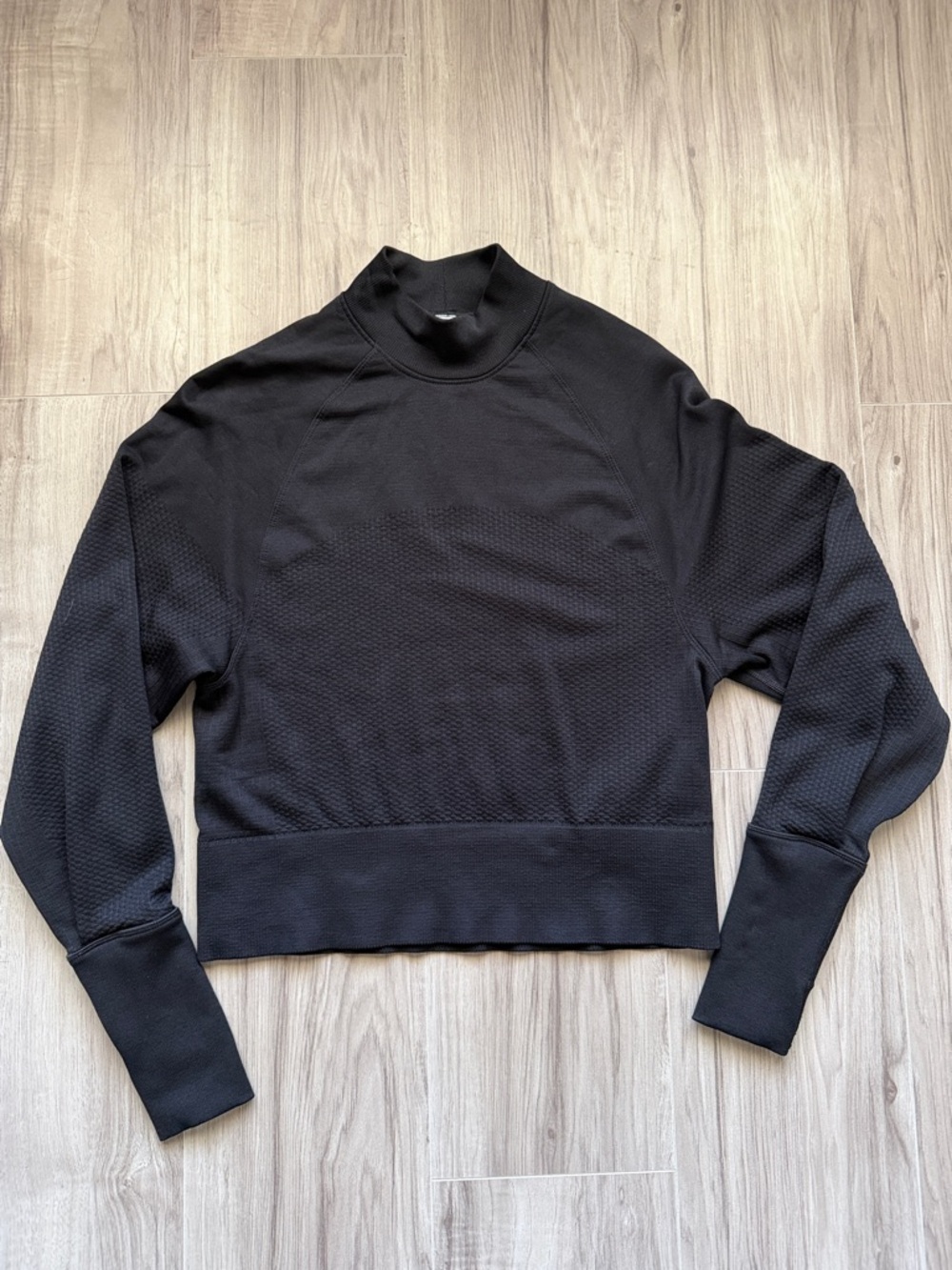 lululemon athletica Black Textured Mock Neck Sweatshirt